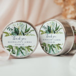 Adesivo Summer Greenery Obrigado Favor Sticker<br><div class="desc">Este obrigado verde de verão você favorece adesivos são perfeitos para uma elegante recepção de casamento de meio-verão. O design botânico apresenta um arranjo exuberante de cor d'água pintada, eucalipto, verde e folhas verdes com sutis manchas de flores rosadas e cor-de-rosa. Personalize as etiquetas do adesivo com seus nomes, o...</div>