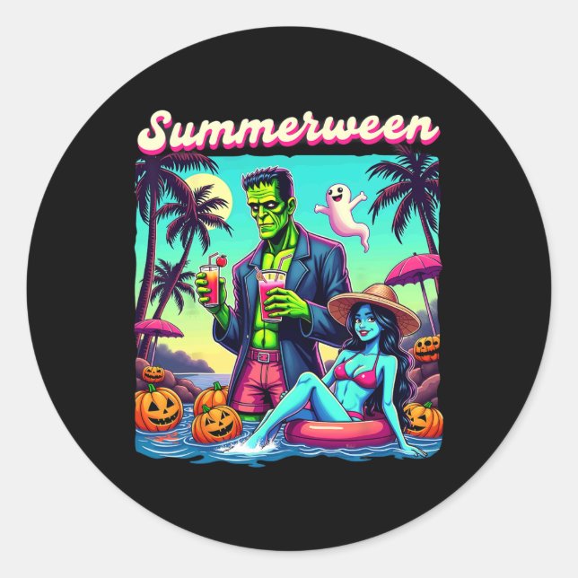 Adesivo Summer Halloween Zombie Frankenstein Boo Ghost (Frente)