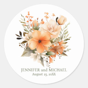 Adesivo Summer Peach e Green Floral Weding