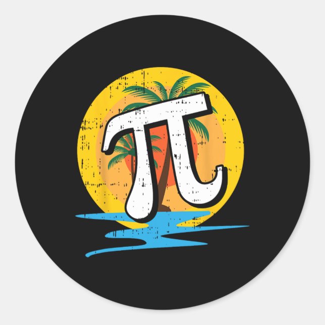 Adesivo Summer Pi Day Retro Beach Math Símbolos Professor  (Frente)