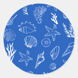 Adesivo Summer Seashells Frame Beach Wedding Blue