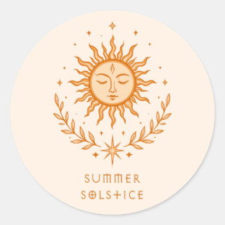 Adesivo Summer Solstice Celestial Sun Face Botanical Art