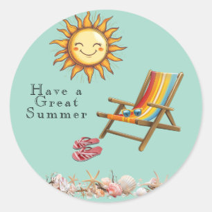 Adesivo Summer Sun Beach Cadeira Óculos de sol Chinelos ve
