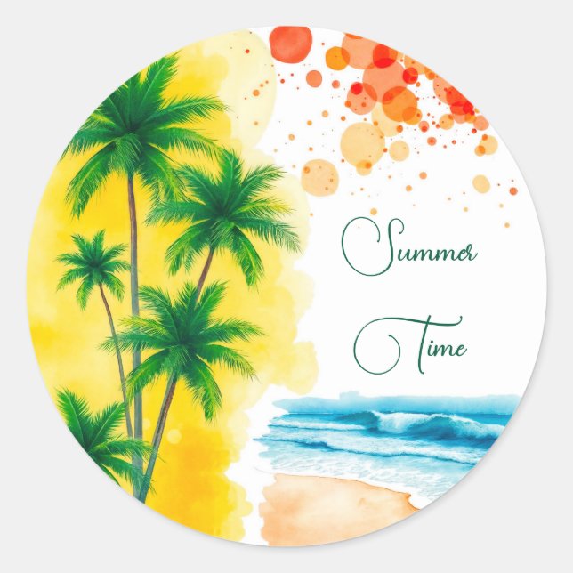 Adesivo “Summer Time” beach design Round Clock (Frente)