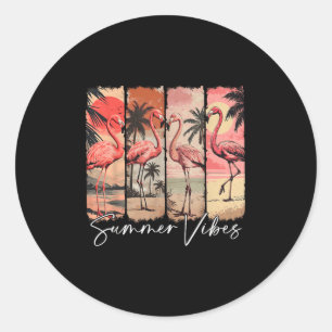 Adesivo Summer Vibes Beach Pink Flamingo Palm Tree Summer