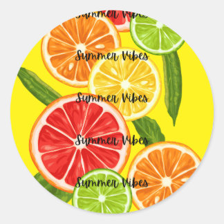 Adesivo Summer Vibes Citrus Design, Gráfico Colorido de Fr