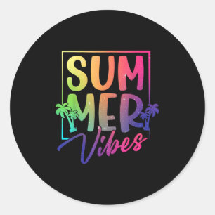 Adesivo Summer Vibes Retro Tropical Sunset Palm Treine Bea