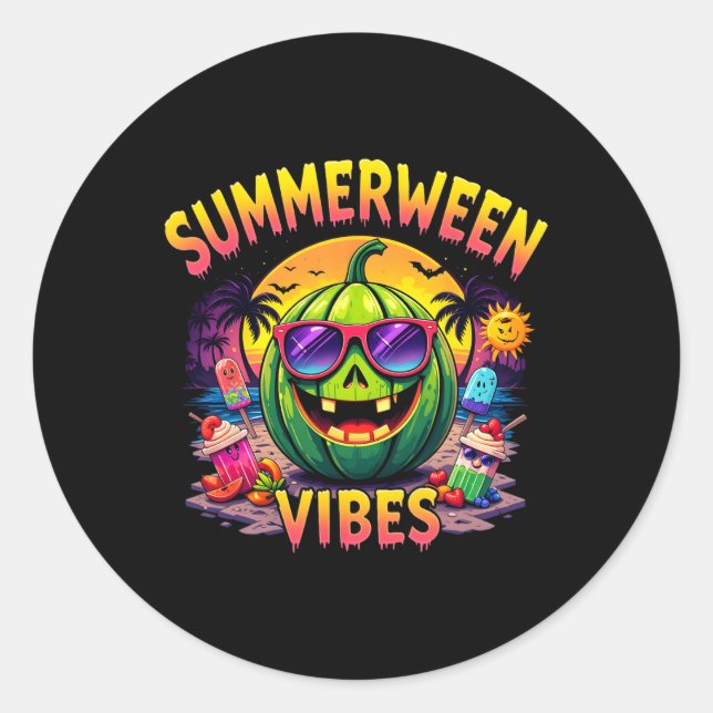 Adesivo Summer Watermelon Jack-o-lantern Summerween Vibes (Frente)