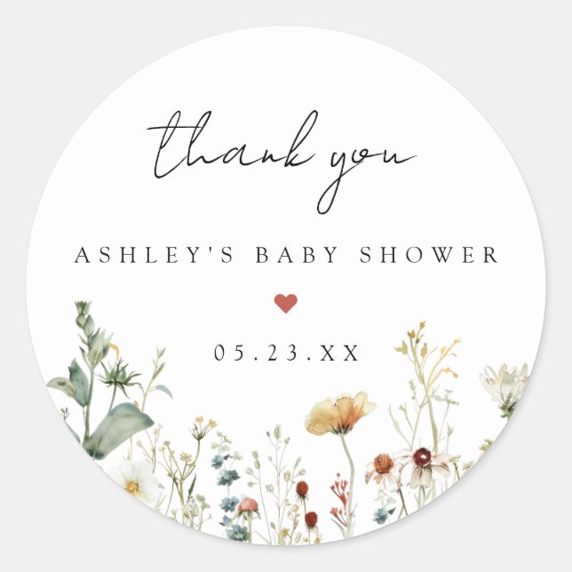 Adesivo Summer Wildflower Field Baby Shower (Frente)