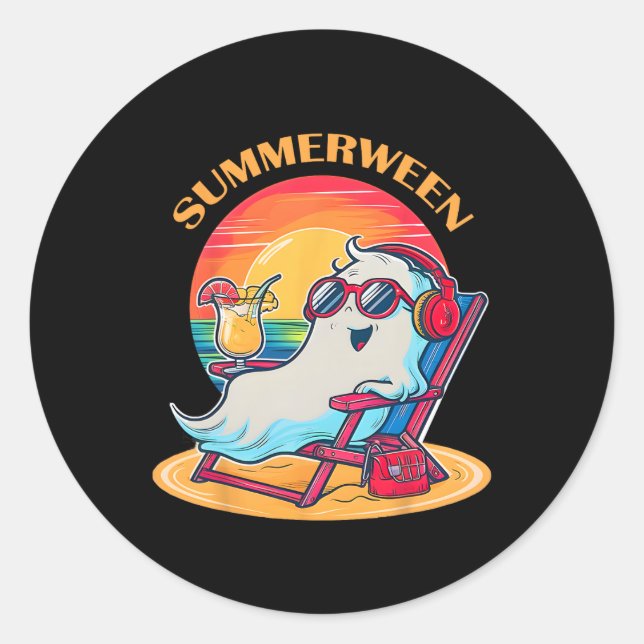 Adesivo SummerEntre Cute Spooky Summer Ghost Halloween Lov (Frente)