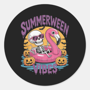 Adesivo Summerween Vibes Skeleton Flamingo Spooky Hallowee