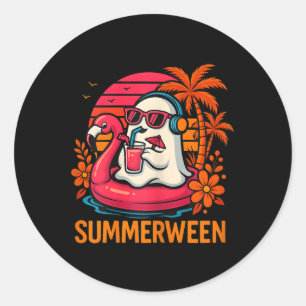 Adesivo Summerwin Funny Ghost Halloween Summer Flamingo B