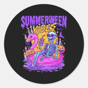Adesivo Summerwin Skeleton Float Halloween Vibes Flamingo