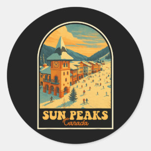 Adesivo Sun Peaks Canada Vintage Design Retro Ski Village