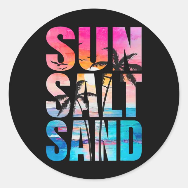 Adesivo Sun Salt Sand Summer Vacing Hawaii Beach Funny F (Frente)