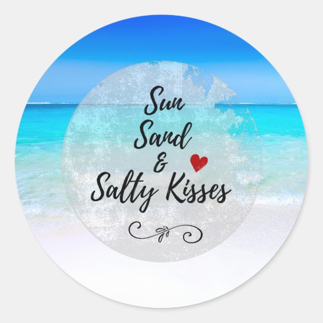 Adesivo Sun Sand e Salty Kisses Tropical Beach (Frente)