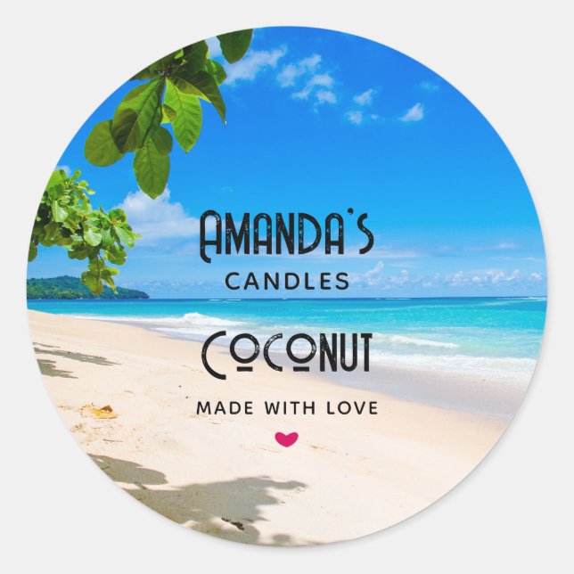 Adesivo Sun Sand e Surf Tropical Beach Candle Business (Frente)