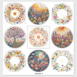 Adesivo Sunburst e Floral Patterno Litha