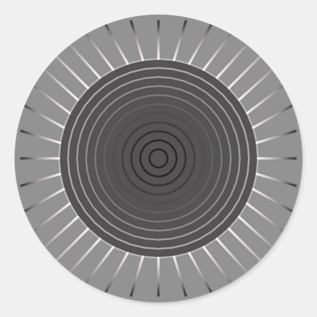 Adesivo Sunburst Geométrico Moderno - Cinzas de Hematite E (Frente)