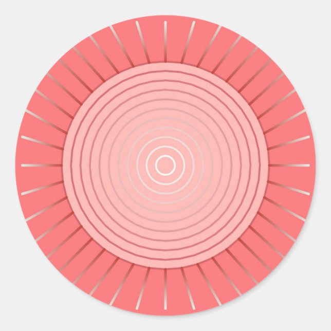 Adesivo Sunburst Geométrico Moderno - Cor-de-rosa Profundo (Frente)