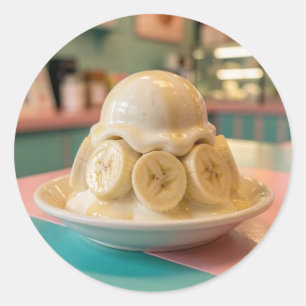 Adesivo Sundae de Banana de Resina   Loja de Sorvete Retrô