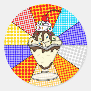 Adesivo Sundae de Sorvete de Chocolate de Arte Pop