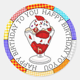 Adesivo Sundae de Sorvete de Morango de Pop