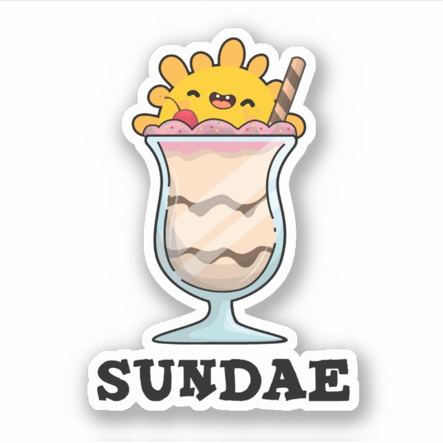 Adesivo Sundae Funny Sunday Sorvete Pun (Frente)