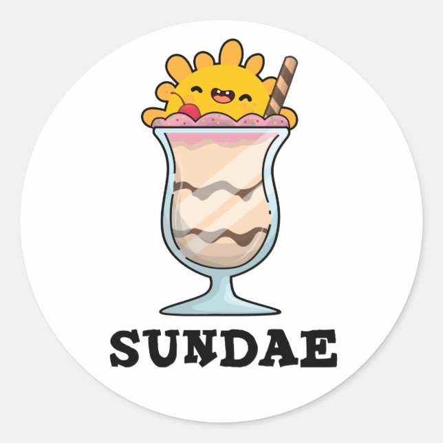 Adesivo Sundae Funny Sunday Sorvete Pun (Frente)