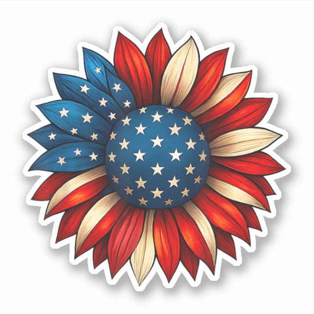 Adesivo Sunflower American Flag 4 de julho Merica EUA (Frente)