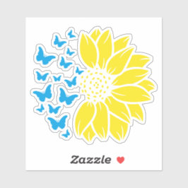 Adesivo Sunflower and butterflies. Ukrainian flag colours.
