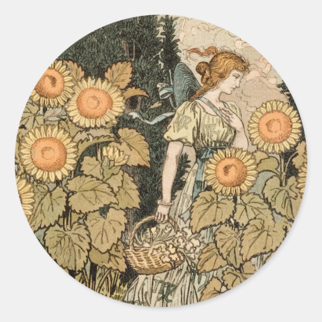 Adesivo Sunflower Art Nouveau Garden Grasset Woman (Frente)