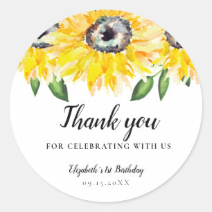 Adesivo Sunflower Birday First One Watercolor Floral