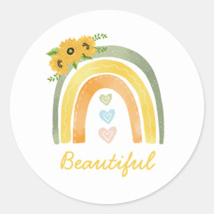 Adesivo Sunflower Boho Rainbow Personalizado