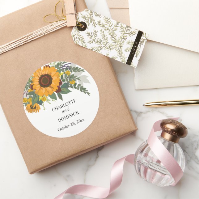 Adesivo Sunflower Buquê Floral Nome do Casal Casamento (Presentear)