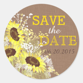 Adesivo Sunflower Burlap Rustic Guarda Rótulo de Data