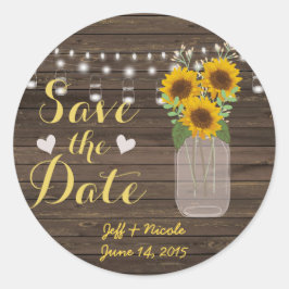 Adesivo Sunflower Country Wood Mason Jar Salvar Data