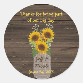 Adesivo Sunflower Country Wood Mason Jar Wedding