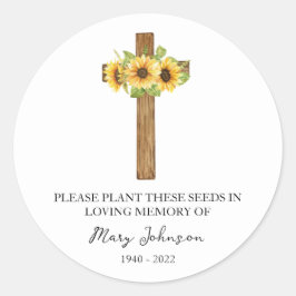Adesivo Sunflower Cross Memorial Funeral Seed Packet