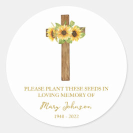 Adesivo Sunflower Cross Memorial Funeral Seed Packet
