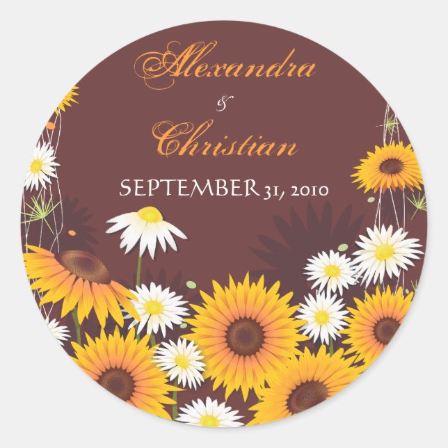 Adesivo Sunflower Daisy Guarda Anúncio de Casamento de Dat (Frente)