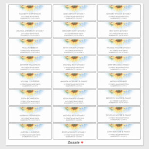 Adesivo Sunflower Dusty Blue Guest Names Endereço Etiquet