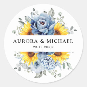 Adesivo Sunflower Dusty Blue Slate Peony Casamento Floral