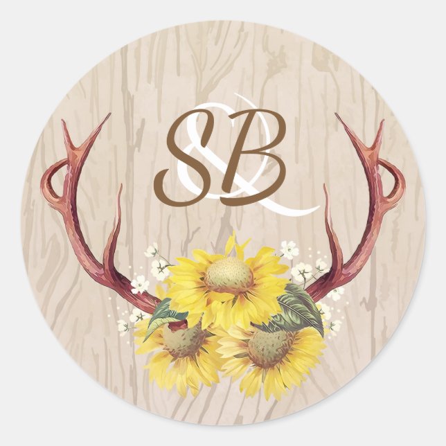 Adesivo Sunflower e Antlers Rustic Country Weding (Frente)