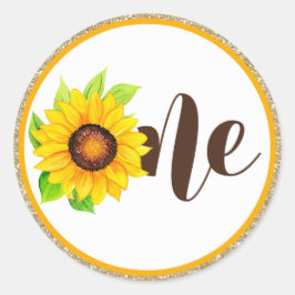 Adesivo Sunflower e Dourada Festa de primeiro aniversario 