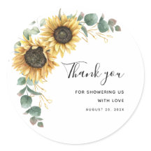 Sunflower Eucalyptus Floral Chá de fraldas Obrigad