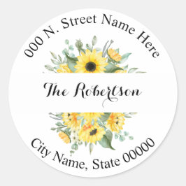 Adesivo Sunflower Greenery Endereço de Devolução