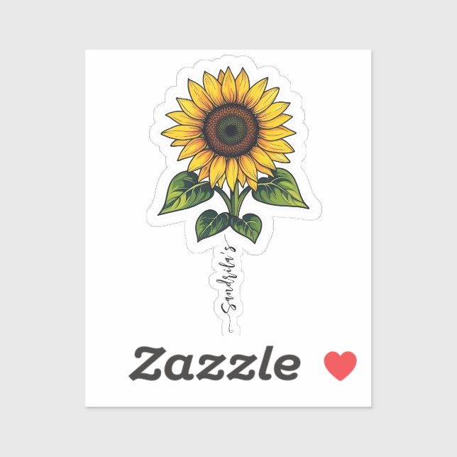 Adesivo Sunflower leopard Handwritten Name Sticker (Folha)