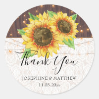 Sunflower Lights Lace Wood Casamento Obrigado