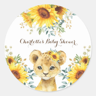 Adesivo Sunflower Lion Cub Summer Chá de fraldas